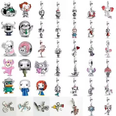 Exquisite 925 Silver Flamingo, Mermaid, Sloth, Princess Charm Donut, Fit European Original Bracelet 
