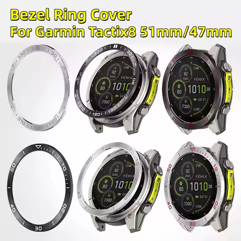 For Garmin Fenix 8 AMOLED 47mm 51mm SmartWatch Metal Ring Bezel Bumper Cover Protective Case Shell F