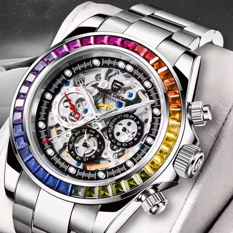 PAGANI DESIGN Top Super Brand Mechanical Automatic Watch Men's Ceramic bezel Rainbow Business Waterp