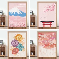 Door Curtain Hanging Curtain Japanese Style Cherry Blossom Door Curtain Fabric Half Curtain Decorati