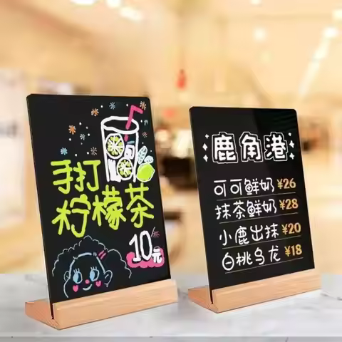 A5 148x210mm Wood Base Tabletop Chalkboard Sign Holder Stand Restaurant Bar Menu Chalkboard Stand Me