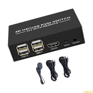 Lidu11 HDTV KVM Switcher 2 Input 1 Output 4K 3840x2160 USB Keyboards Mouse Sharing Selector Switcher