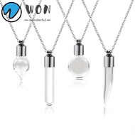WON Wishing Bottle, with Chain Transparent Glass Glass Bottle Necklace, Fillable Keepsake DIY Memori