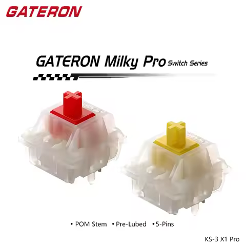 Gateron Milky Pro Yellow Red Switches KS-3 X1 Linear Lubed Switch For Gaming Mechanical Keyboard 5Pi