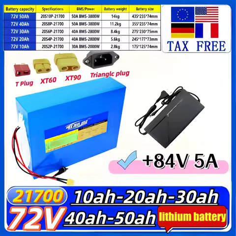 New 21700 72V 10Ah 20Ah 30Ah 40Ah 50Ah Lithium battery pack With 50A BMS 0-3000W For E-tools motorcy
