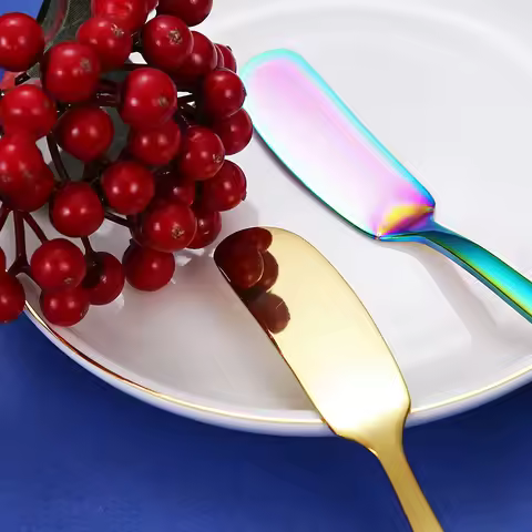 Butter Knife Cheese Cutter with Hole Stainless Steel Cheese Dessert Knife Cream Wipe Cream Bread Jam