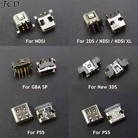 JCD 1piece Power Jack Socket For 2DS New 3DS NDSI NDSIXL GBA SP PS5 Charging Dock Charger Port Conne