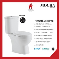 Mocha MWC8606RL toilet bowl water closet toilet bowl set mangkuk tandas duduk two piece wc rimless design 10 inchi