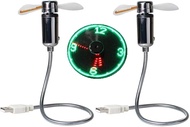USB LED CLOCK Fan 90mm USB-powered Portable Mobile USB Fan with Clock LED Light Display Time  GOOSEN
