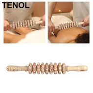 TENOL Wooden Massage Roller Professional Wood 9 Wheels for Abdomen Muscle Belly Wheels Massage Rolle