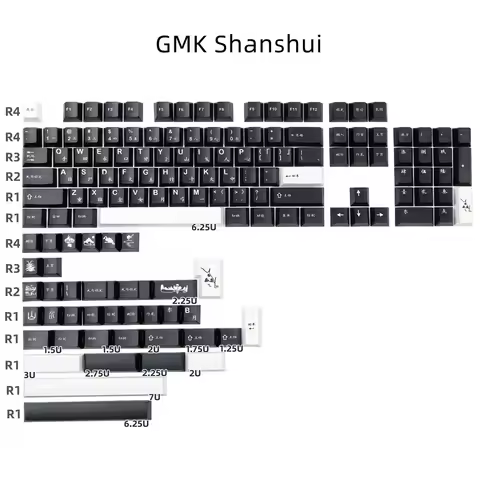 GMK Shanshui Keycap 142 Keys Full Sets Black Cherry Profile DYE Subbed Chinese ISO Enter For Standar