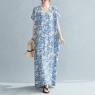 Oladivi L-8XL Oversized Plus Size Women Fashion Print Maxi Long Dress Ladies Summer Holiday Beach We
