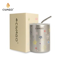 CIVAGO(13oz)แก้วเดินทางความร้อนสแตนเลสเซรามิกพร้อมหลอดบ้านและถ้วยสํานักงานสําหรับผู้หญิง