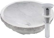 Natural Carrara Marble Stone Vessel Sink with Chrome Drain and Sealer