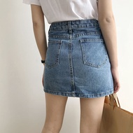 New♝❦◆ Denim skirt denim skirt women's summer new Korean version of the high waist letter bag hip skirt small all-match short skirt