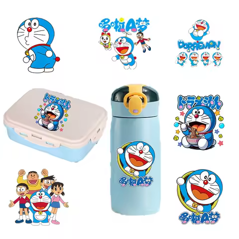 Doraemon Tumbler Wraps Sticker Waterproof DIY Decals 3D Transfers Crystal Stickers Anime Cartoon Eas