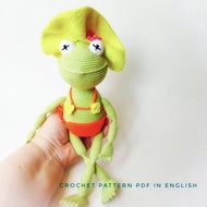 數碼 钩针图案PDF-可爱的夏季青蛙或kermit青蛙。 可移动爪子的青蛙