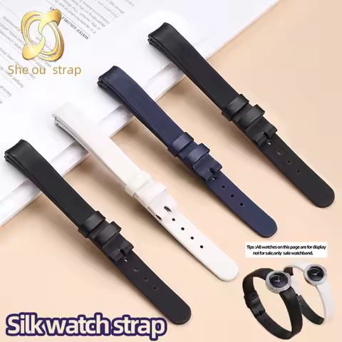11MM Black white blue Silk Cowhide Watch Strap For Dior Bracelet for women Concave joint Soft And Co