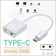 Type c sound card 7.1 ภายนอก ยูเอสบีเสียงสำหรับ Macbook ยูเอสบีType-C 3.5 มิลลิเมตร คอมพิวเตอร์ มือถือ โทรศัพท์ อุปกรณ์ หูฟัง USB Tablet แท็บเล็ต Notebook