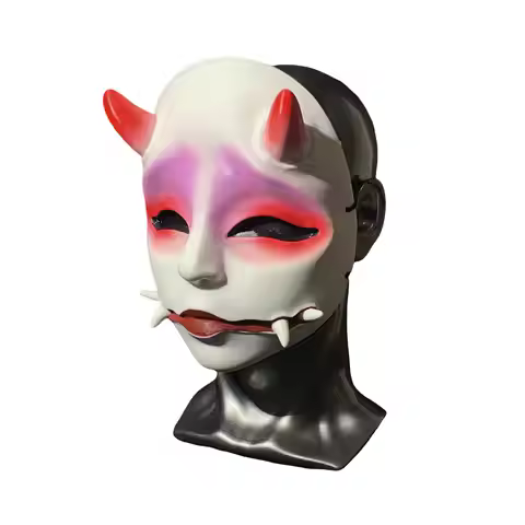 Japanese Traditional Shuten Doji Hannya Oni Demon Mask Full Face Halloween Cosplay Horror Party Prop