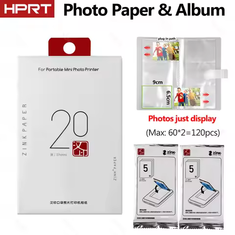 Zink Color Photo Paper 2x3 Inch Sticky-Backed&Transparent Photo Album Photo Card Holder For HPRT MT5