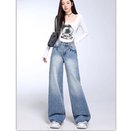 NINGFASHION Long Jeans Flared Legs Fashionable Faded Color Model W1822