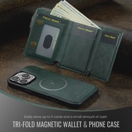 Magsafe Detachable Leather Wallet Phone Stand Case Wireless Charge Cover for iPhone 16E 11 12 13 14 