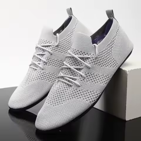 YRZL Men's Air Mesh Loafers High Quality Black Breathable Non Slip Casual Lightweight Walking Office