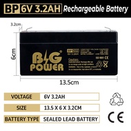BIG POWER Rechargeable 6V SLA Battery 6V1.2AH / 6V3.2AH / 6V4.5AH / 6V7.0AH /6V12AH Sealed Lead Acid