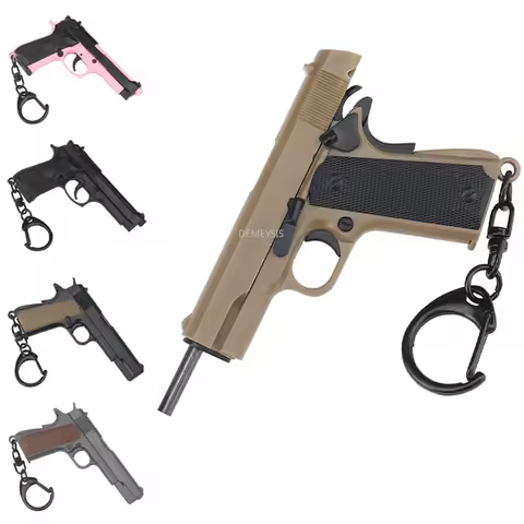 Mini Pistol Shape Keychain 1911 / M92 Model Plastic Key Ring Detachable Tactical Gun Model Keychain 