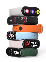 6入組男女皆宜實色柔軟舒適的 TPU 手錶帶，適用於小米智能手環5 6 7系列、米動手環和矽膠手環，米動手環配件