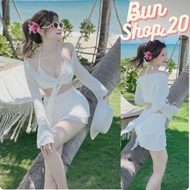 Women's Set Bikini Set 3 Piece QC Wave Foam Fabric Padded Bra Skirt Protective Underwear With 1 Very