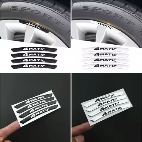 3D Aluminium 4MATIC Logo Wheel Rim Sticker Decals Emblem Badge For Mercedes Benz A B C E S GLA GLC G