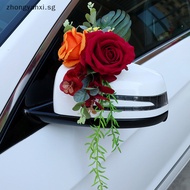 Zhongyanxi Creative Wedding Car Decoration Flower Door Handles Rearview Mirror Decorate Artificial Flower Accessories Marriage Props Gifts SG