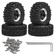 64mm 1.3" Metal Beadlock Wheel Tire Set for 1/18 1/24 RC Crawler Car TRX4M SCX24 AX24 FCX24 FCX24M  