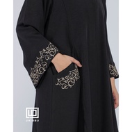 UHIBBU Malika Abaya Embroidery Black