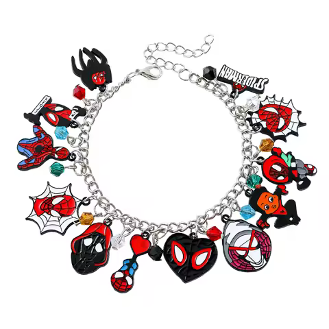 Marvel Spiderman Women's Bracelet Avengers Superhero Enamel Charm Pendant Bangles Hand Chain Trendy 