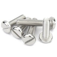 304 Stainless Steel Round Head Flat Slot Bolt M1.6/M2/M2.5/M3/M4/M5 (Fast delivery-LJX)
