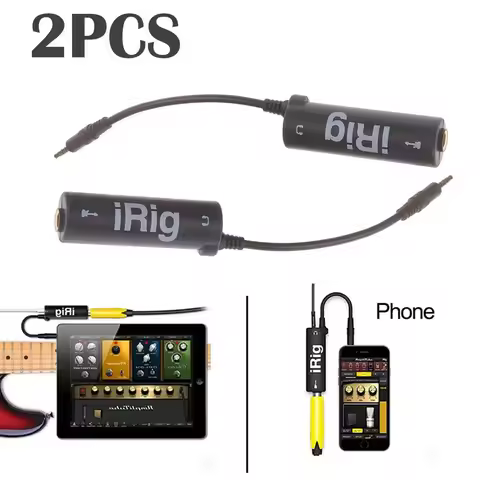 2PCS Guitar Audio Interface iRig Adapter Pro with Built-in Tuner for Mobile Phone, Replacement Conve