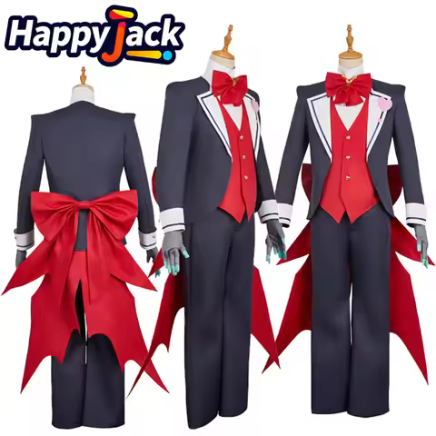 VOX Cosplay Red Butler Costume Anime Hazbin Disguise Adult Men Vest Coat Pants Gloves Bow Tie Set Ha