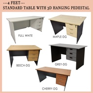 4 Feet Office Table With 3D Hanging Fixed Pedestal | Study Desk | Writing Desk | Study Table |  Writ