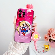 Cute Sailor Moon Casing For Realme 9i 4G V15 6 Pro 6s GT Neo2 GT Neo Neo2T 7 5G V5 Q2 Q3S Q3T X3 Super Zoom X7 Q2 Pro Phone Case With Phone Holder Stand + Lanyard Soft Case Cover