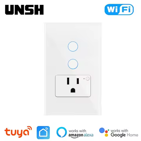 Tuya WiFi Smart Light Switch Mexico US Wall Socket With American Plug Outlet Glass PanelS mart life 