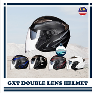 Helmet Motor GXT Bike Helmet Motorcycle Topi keledar Open Face Double Visor Motosikal Helmet Motor Stylish Dual Lens