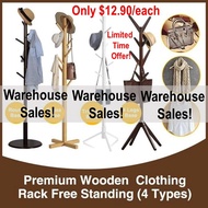 SG seller solid Wooden Coat Rack and Stand, Free Standing Clothes Hanger with 8 Hooks Hat Stand Used