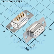 [5 Pieces]- DB9 Port Female 9 Pins Gold Plated 2 Rows Solder Wire Connector TechZone Viet