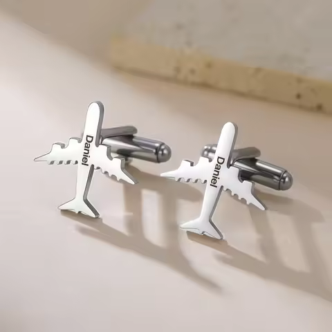 Sipuris 1Pair Plane Custom Engrave Name Cufflink For Men Stainless Steel Personalized Cufflinks Acce