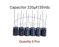 220uf 35v คาปาซิเตอร์ 220uF 35V 1 ชุด มีจำนวน 6 ชิ้น(ตัว) Capacitor 220uf 35v 220uF/35Volt ตัวเก็บปร