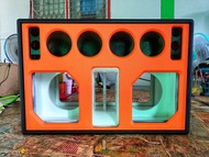 ลำโพงบลูทูธ 8นิ้วคู่(หุ้มหนัง) ซับ 8 นิ้ว 2ดอก กลาง 4นิ้ว 4 ดอก แหลม2นิ้ว4ดอก ไม้ mdf15 มิล