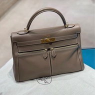 有購証🩷Hermes愛馬仕 18大象灰 lakis kelly32 swift皮 馬蹄刻 金扣 C刻 99新 
